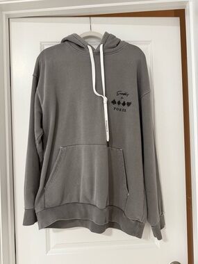 Scandalic Poker Graphic Hoodie Gray Oversized Unisex